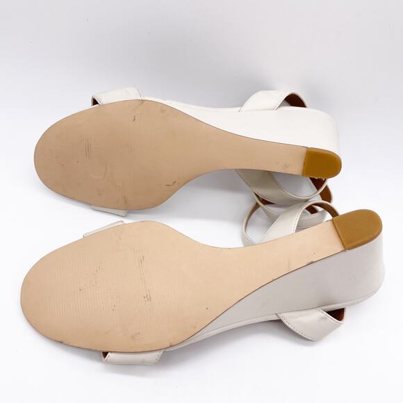 Nordstrom Rack Womens Carrie White Leather Open Toe Low Wedge Heeled Sandals 11M - Picture 8 of 11
